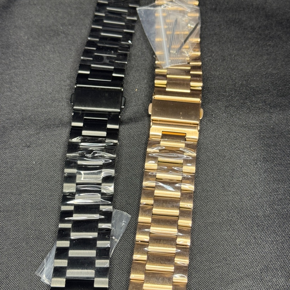 Fitbit Versa Stylish Black and Rosegold Metal Watch Bands | NIP